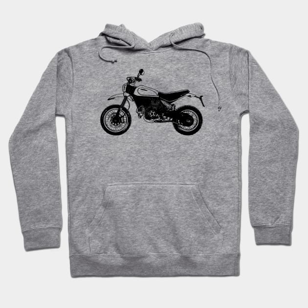 Scrambler Bike Side View Sketch Art Hoodie by KAM Std